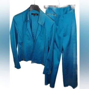 Anne Klein Vibrant Blue Jacket and Pants Set